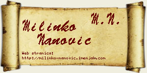 Milinko Nanović vizit kartica